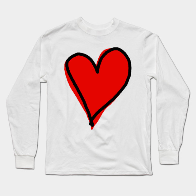 Red Heart Minimalist Love Long Sleeve T-Shirt by Creatifly Graphic Tees