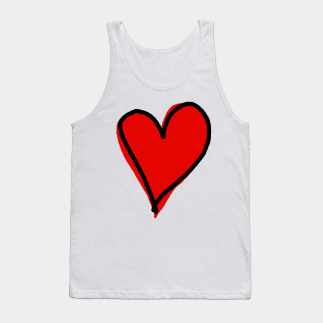 Red Heart Minimalist Love Tank Top by Creatifly Graphic Tees