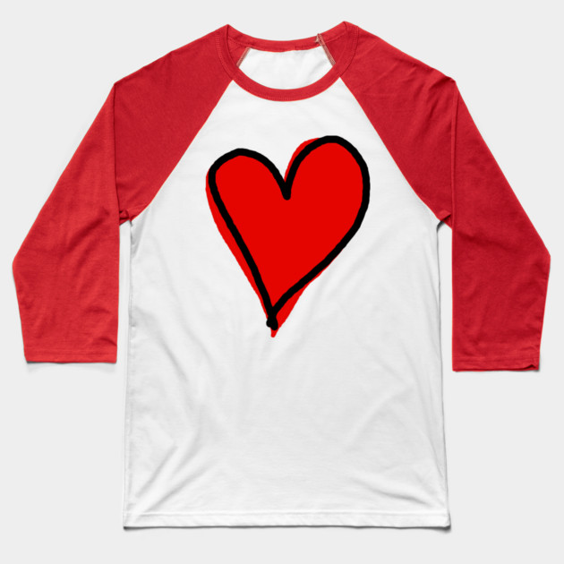 Red Heart Minimalist Love Baseball T-Shirt by Creatifly Graphic Tees
