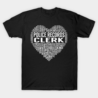 Police Records Clerk Heart T-Shirt