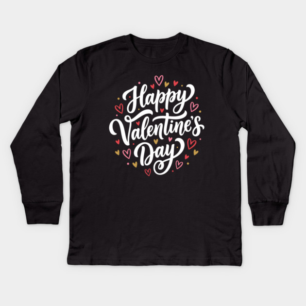 Happy valentine's day Kids Long Sleeve T-Shirt by Creatifly Graphic Tees