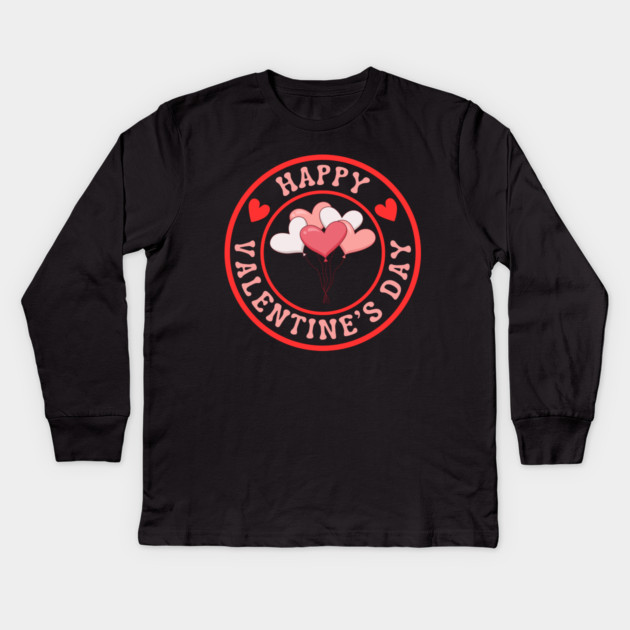 Happy Valentine's Day Kids Long Sleeve T-Shirt by Creatifly Graphic Tees