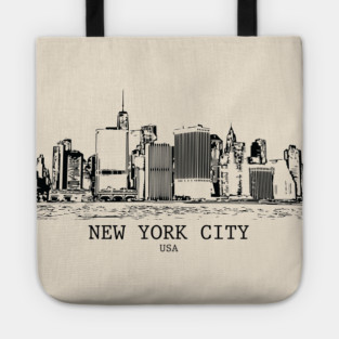 New York City - Vintage Ink Cityscape Tote