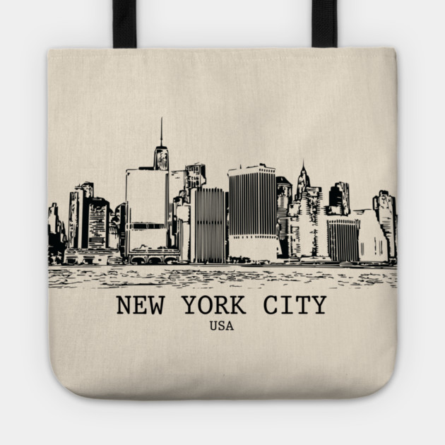New York City - Vintage Ink Cityscape Tote by Lakeric