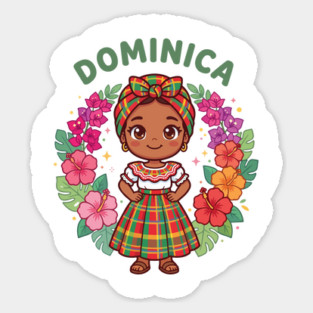 Dominica Traditional Outfit Dress for Girls Dominican Culture Heritage Sticker