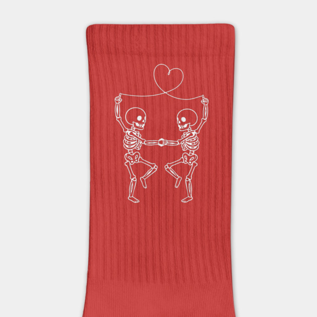 Skeleton Couple Love Heart Line by Creatifly Graphic Tees