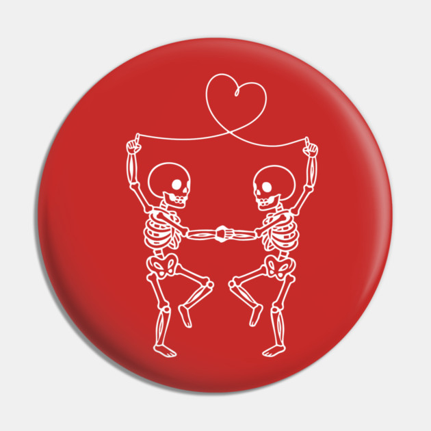 Skeleton Couple Love Heart Line Pin by Creatifly Graphic Tees