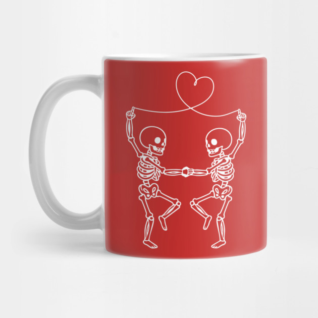 Skeleton Couple Love Heart Line by Creatifly Graphic Tees