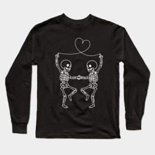 Skeleton Couple Love Heart Line Long Sleeve T-Shirt