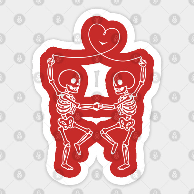 Skeleton Couple Love Heart Line Sticker by Creatifly Graphic Tees