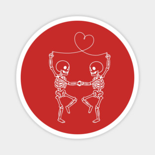 Skeleton Couple Love Heart Line Magnet