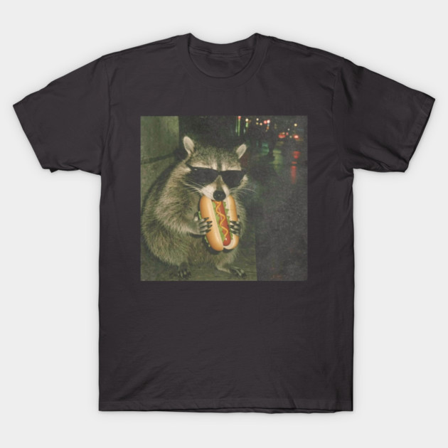 raccoon eating hotdog T-Shirt