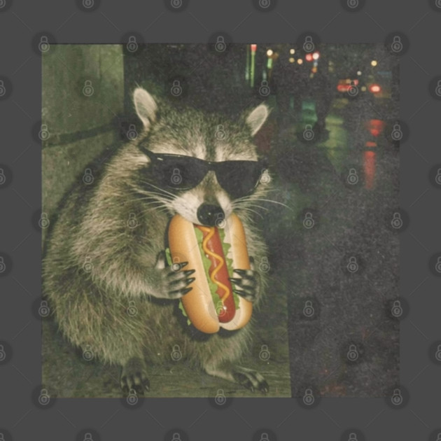 raccoon eating hotdog T-Shirt