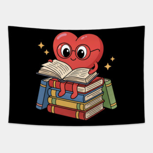 Nerdy Valentine Book Heart Tapestry