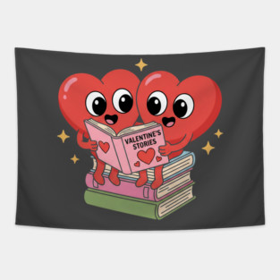Hearts Reading Valentine Stories Tapestry