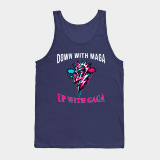 Down With MAGA Up With GAGA Pop Protest Art Tank Top