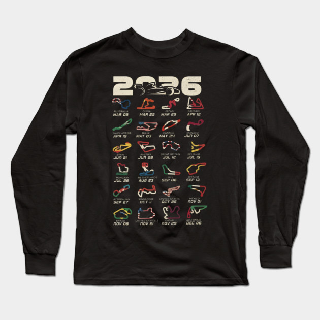 Schedule Formula Racing Cars 2026 Long Sleeve T-Shirt by dtr_art