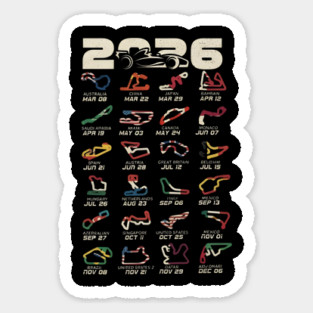 Schedule Formula Racing Cars 2026 Sticker