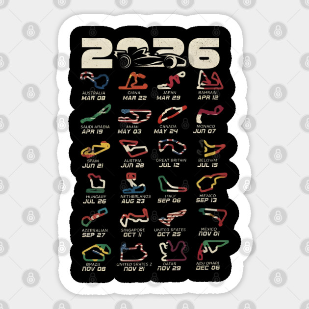 Schedule Formula Racing Cars 2026 Sticker by dtr_art