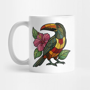 Stained Glass Collared Aracari Bird Art Mug