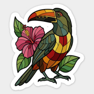 Stained Glass Collared Aracari Bird Art Magnet