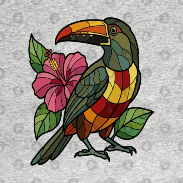 Stained Glass Collared Aracari Bird Art by BirdsnStuff