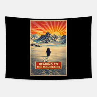 But Why - Penguin - Graphic Tee - Funny - Nihilist - Hiking - Shirt - for - Adventurer - nihilist - penguin - Penguin - Heading - to - the Mountains Tapestry