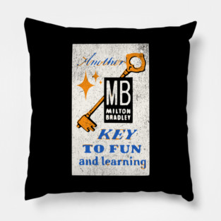 MB Another Key to Fun and Learning Vintage Boardgame Distressed Look Pillow