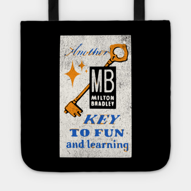 MB Another Key to Fun and Learning Vintage Boardgame Distressed Look Tote by Joaddo