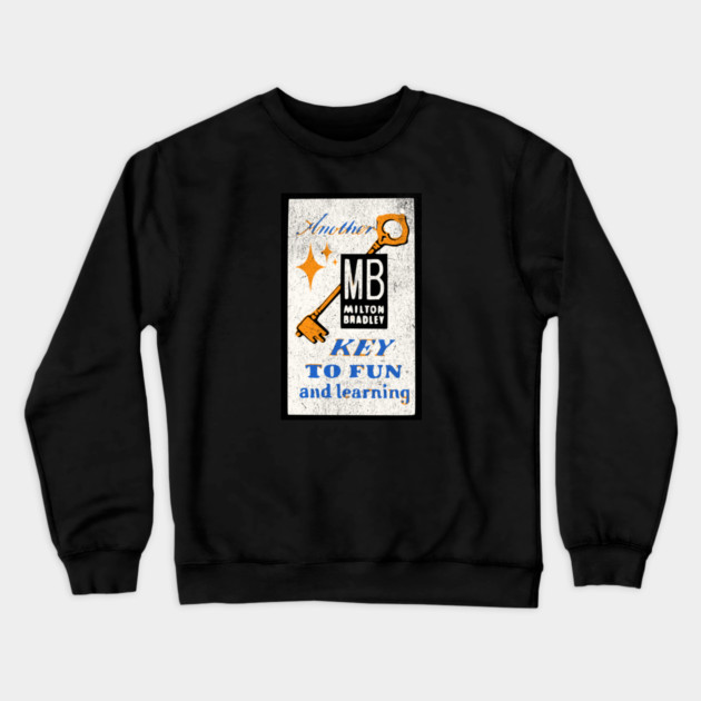 MB Another Key to Fun and Learning Vintage Boardgame Distressed Look Crewneck Sweatshirt by Joaddo