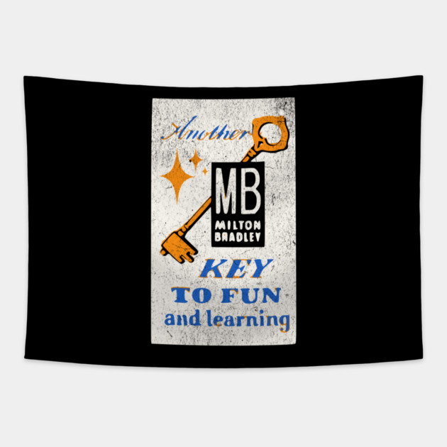 MB Another Key to Fun and Learning Vintage Boardgame Distressed Look Tapestry by Joaddo