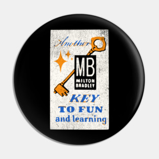 MB Another Key to Fun and Learning Vintage Boardgame Distressed Look Pin