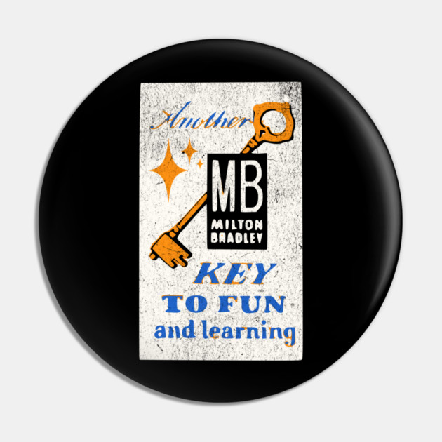 MB Another Key to Fun and Learning Vintage Boardgame Distressed Look Pin by Joaddo