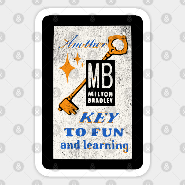 MB Another Key to Fun and Learning Vintage Boardgame Distressed Look Sticker by Joaddo