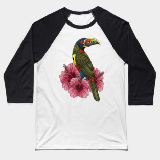 Stained Glass Collared Aracari Tropical Art Baseball T-Shirt
