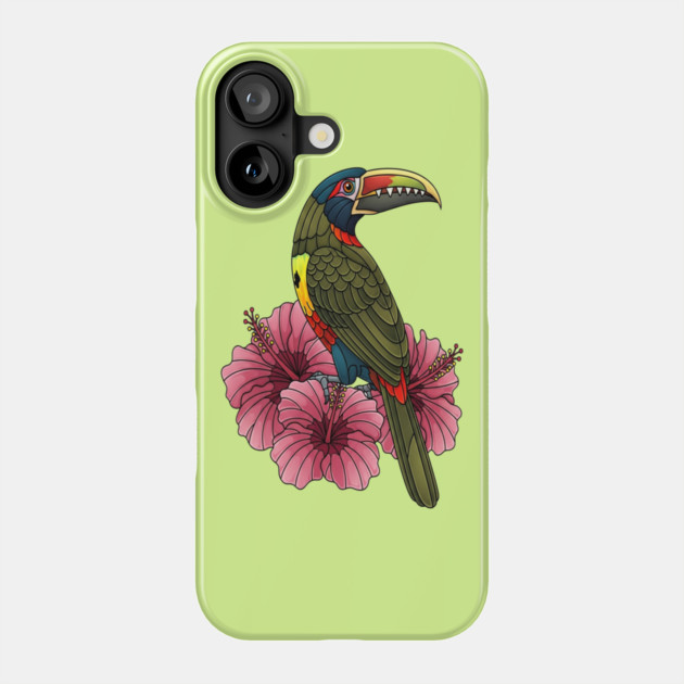 Stained Glass Collared Aracari Tropical Art Phone Case by BirdsnStuff