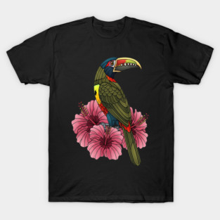 Stained Glass Collared Aracari Tropical Art T-Shirt