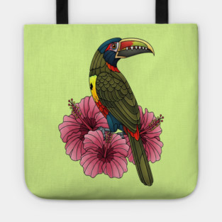 Stained Glass Collared Aracari Tropical Art Tote