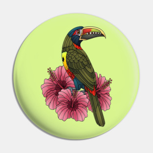 Stained Glass Collared Aracari Tropical Art Pin