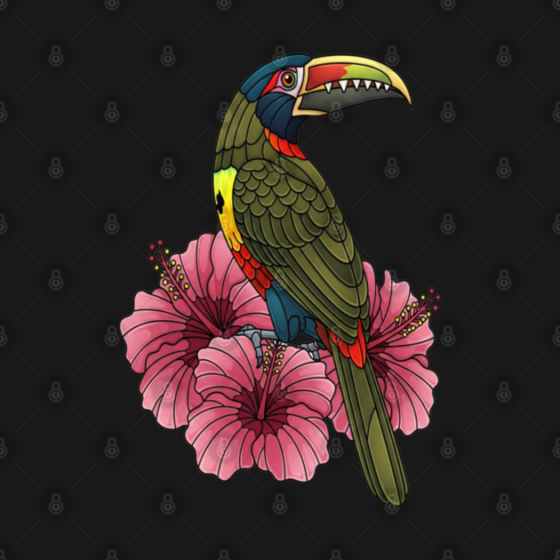 Stained Glass Collared Aracari Tropical Art by BirdsnStuff