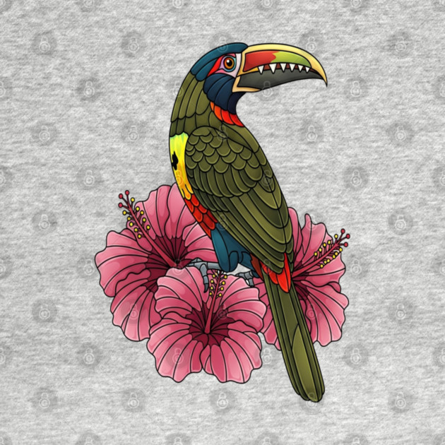 Stained Glass Collared Aracari Tropical Art by BirdsnStuff