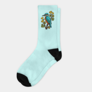 Stained Glass Common Kingfisher Bird Art Socks