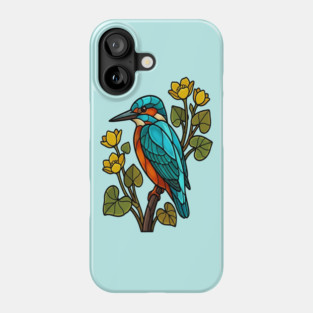 Stained Glass Common Kingfisher Bird Art Phone Case