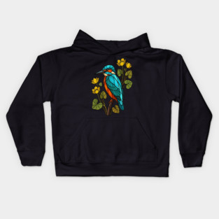 Stained Glass Common Kingfisher Bird Art Kids Hoodie
