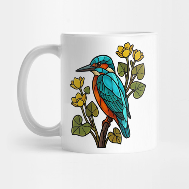 Stained Glass Common Kingfisher Bird Art by BirdsnStuff
