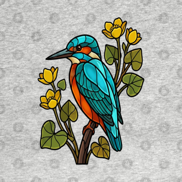 Stained Glass Common Kingfisher Bird Art by BirdsnStuff