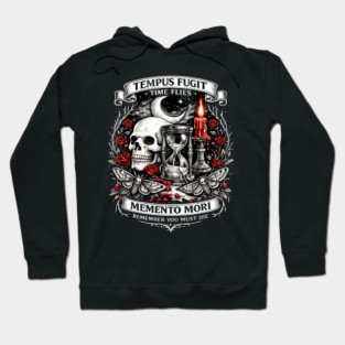 Tempus Fugit Memento Mori Gothic Skull Shirt – Dark Academia Death Art Hoodie
