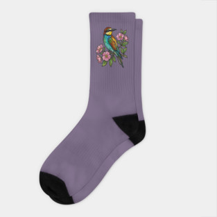 Stained Glass European Bee Eater Bird Art Socks