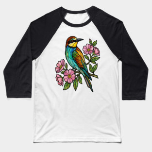Stained Glass European Bee Eater Bird Art Baseball T-Shirt