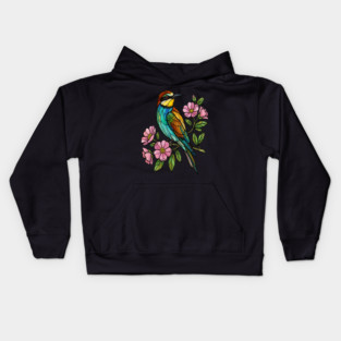 Stained Glass European Bee Eater Bird Art Kids Hoodie